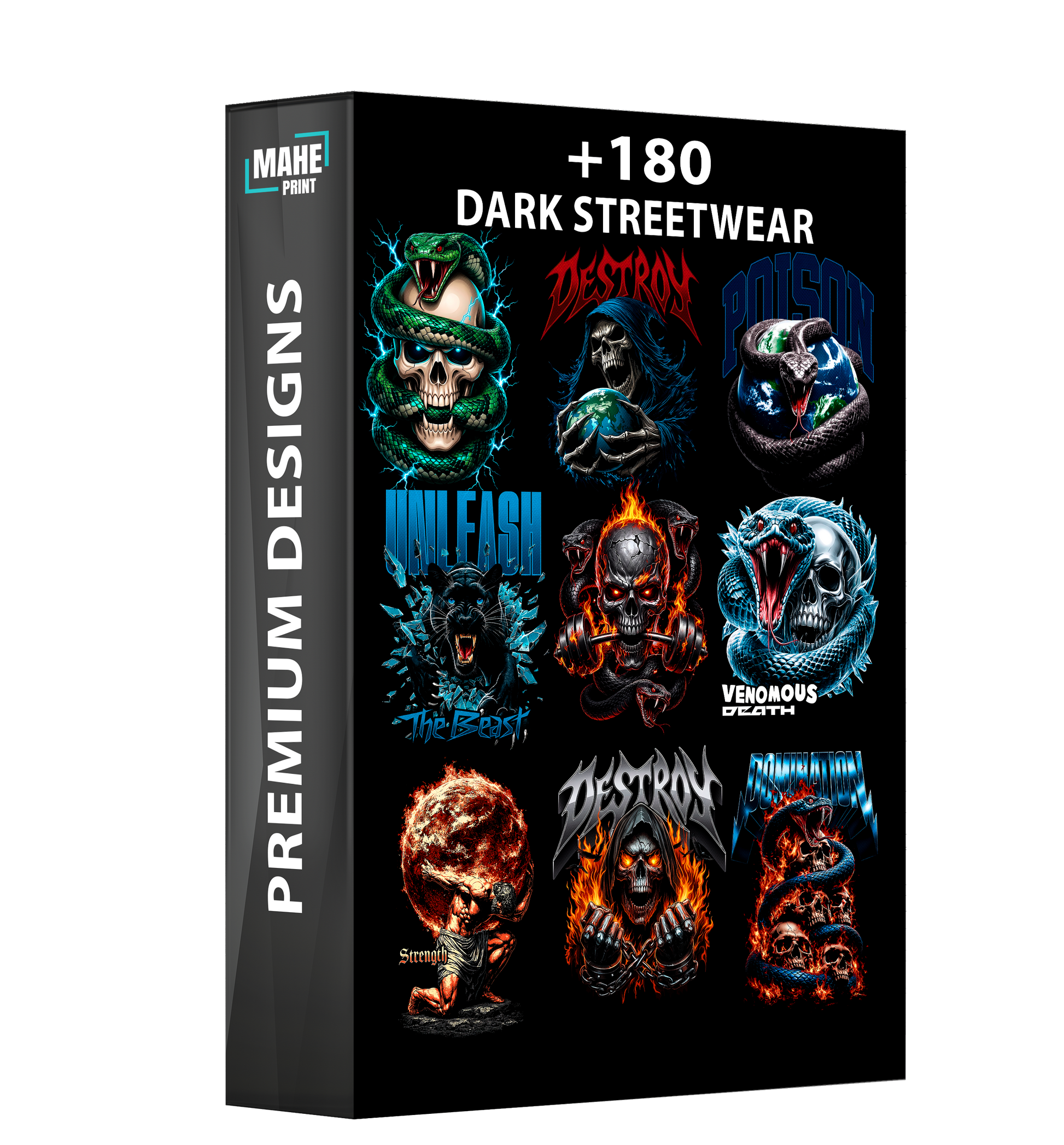 Paquete de diseños de ropa urbana oscura | Más de 180 diseños de camisetas de heavy metal y moteros