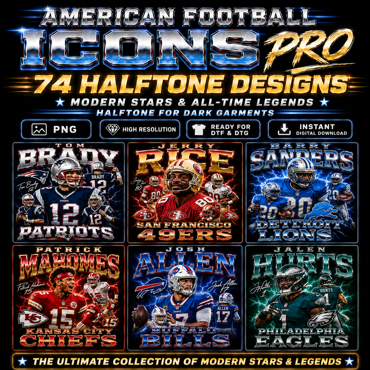 American Football Icons Pro – 74 Halftone Designs