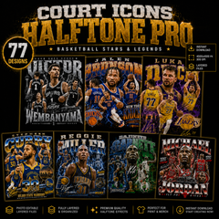 Court Icons Halftone Pro – 77 Basketball Stars & Legends Designs