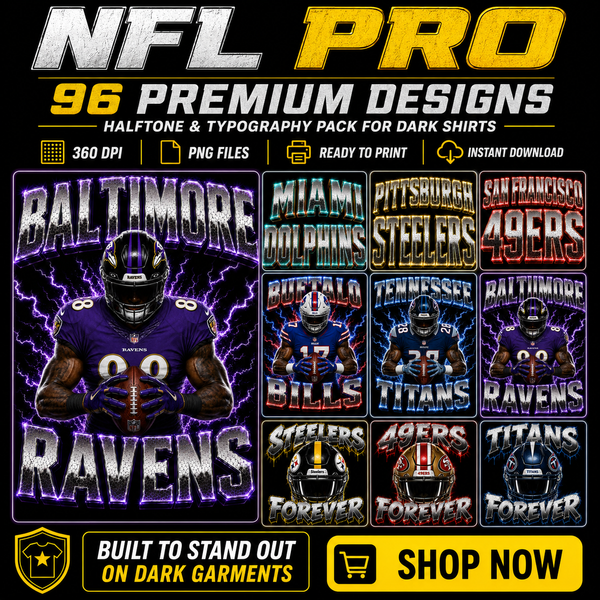 NFL PRO – 96 Halbton-Football-Designs für dunkle Shirts