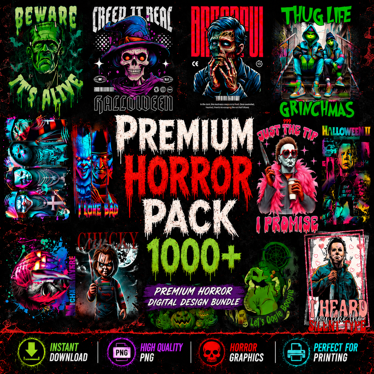 Paquete Premium de Terror: Más de 1000 diseños de alta calidad.