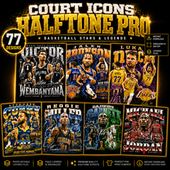 Court Icons Halftone Pro – 77 Basketball Stars & Legends Designs