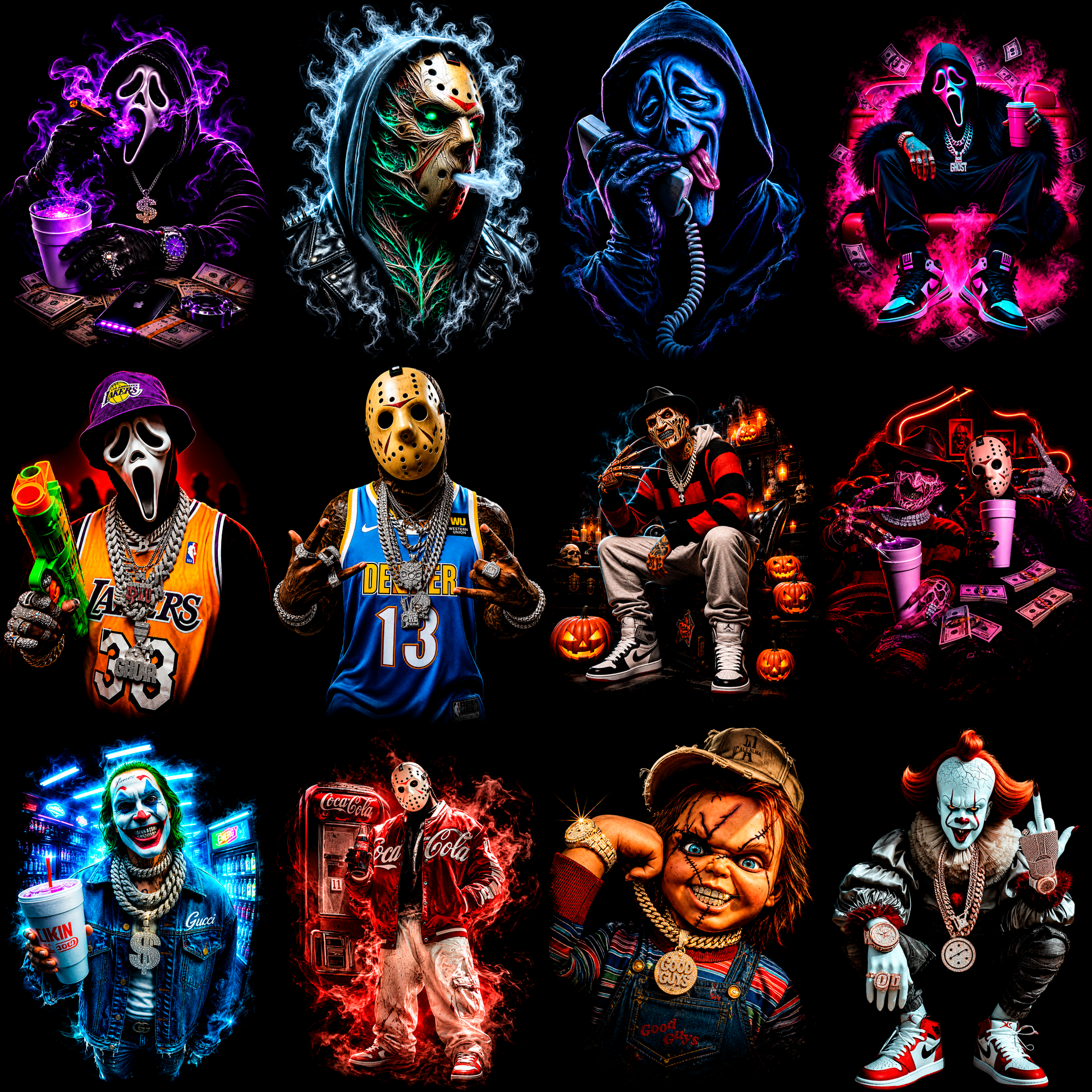 Horror Icon Pro – 89 Premium-Halbton-Designs für dunkle Kleidungsstücke + Mockups