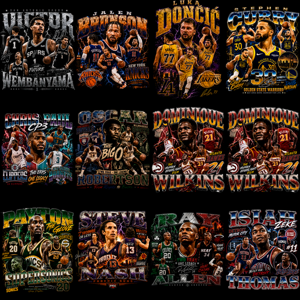 Court Icons Halftone Pro – 77 Basketball Stars & Legends Designs