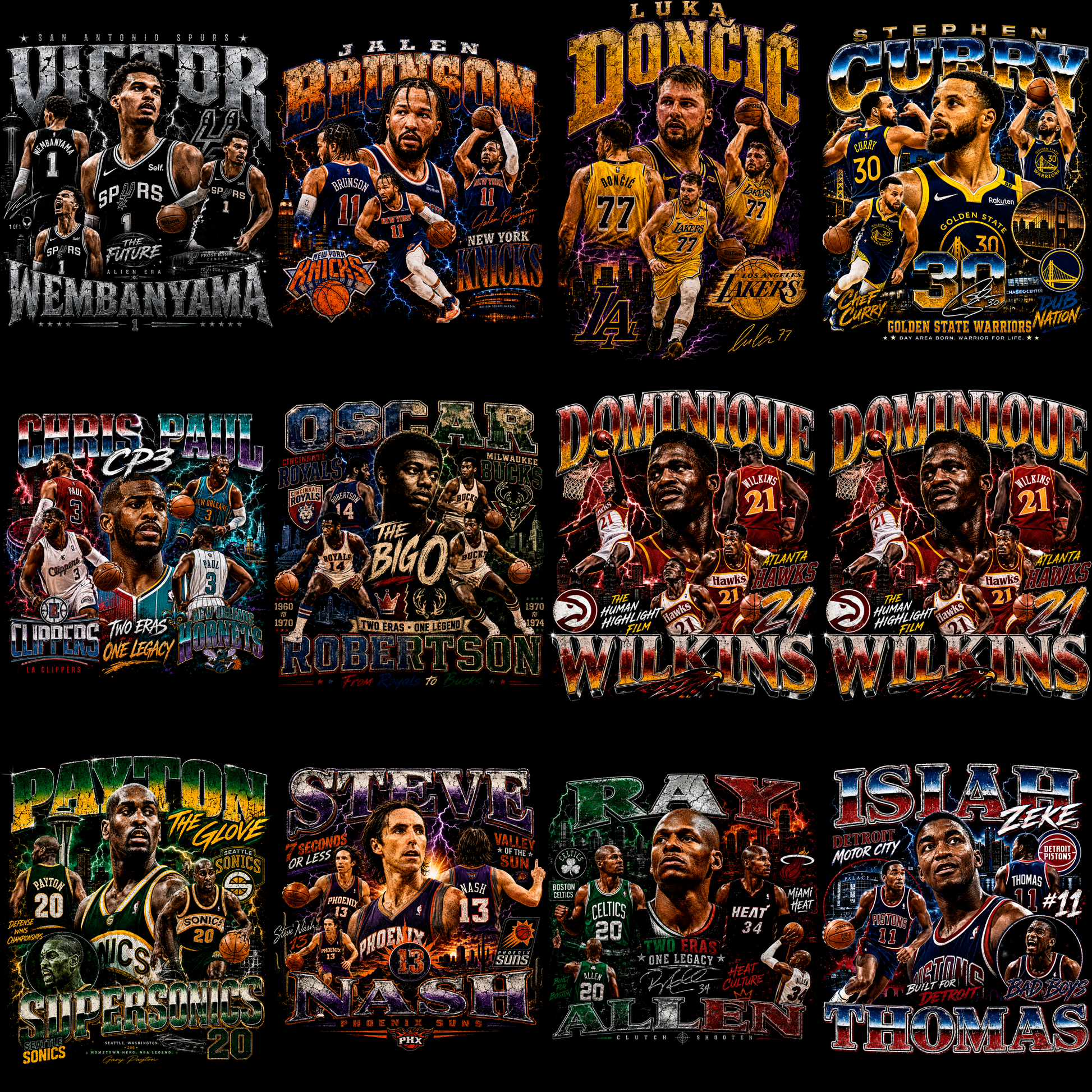 Court Icons Halftone Pro – 77 Basketball Stars & Legends Designs