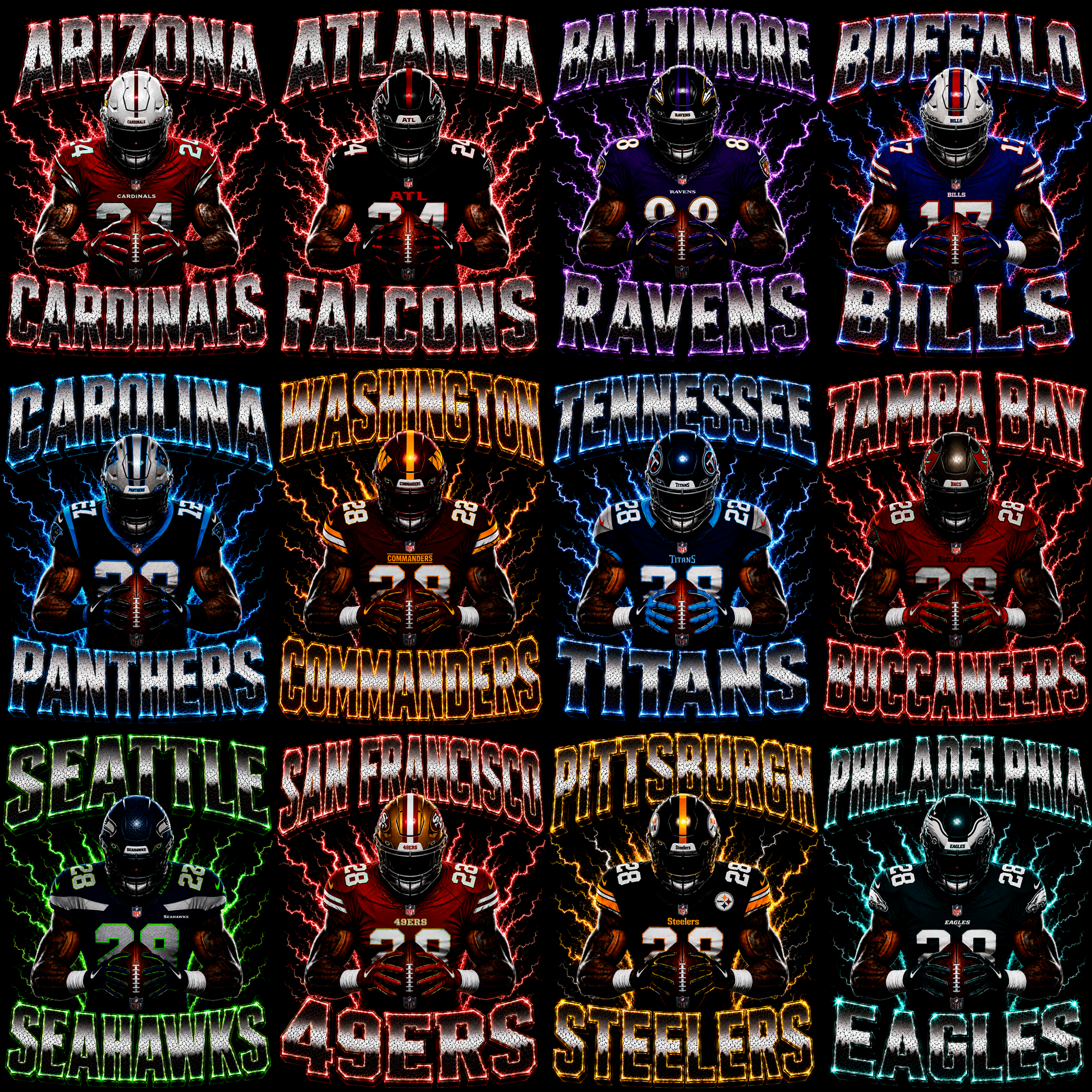 NFL PRO – 96 Halbton-Football-Designs für dunkle Shirts