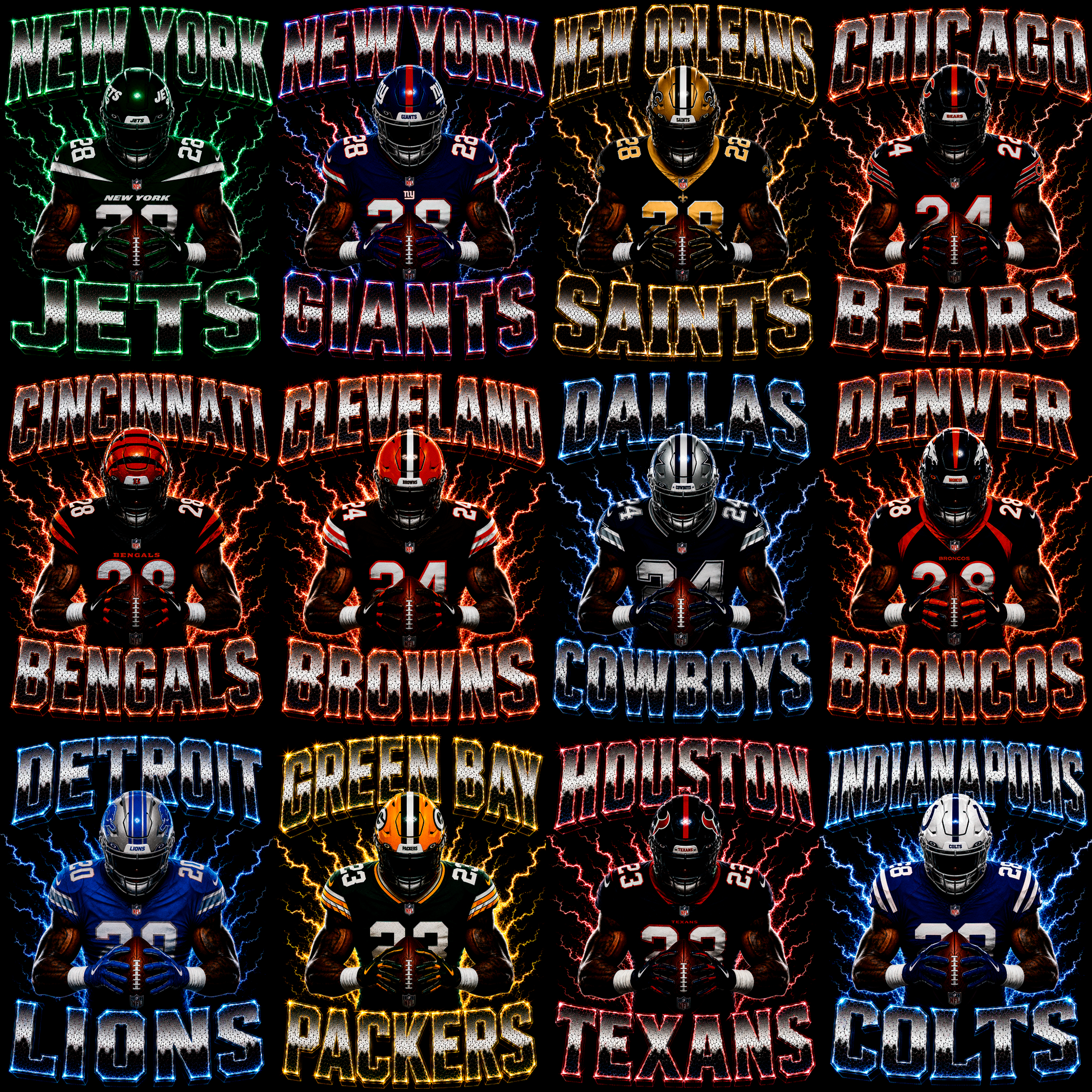 NFL PRO – 96 Halbton-Football-Designs für dunkle Shirts