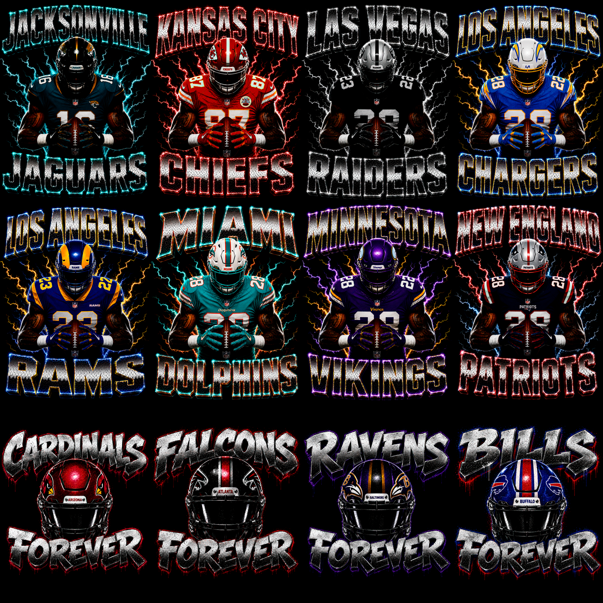 NFL PRO – 96 Halbton-Football-Designs für dunkle Shirts