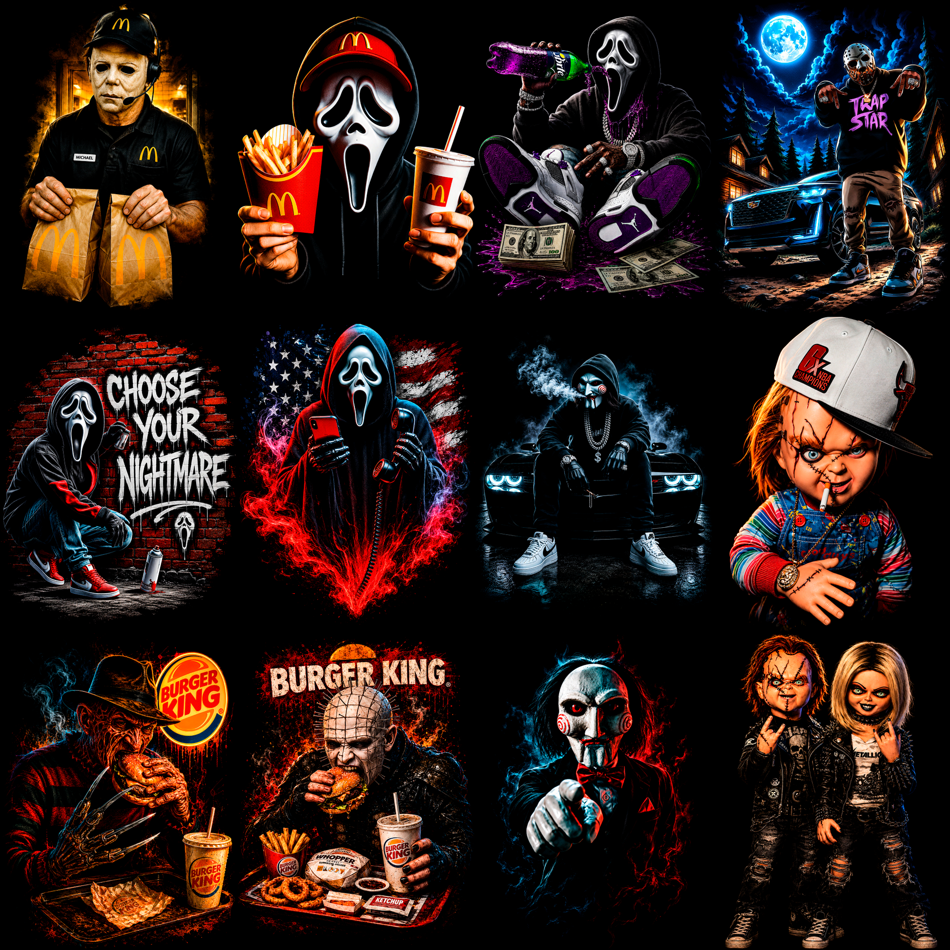 Horror Icon Pro – 89 Premium-Halbton-Designs für dunkle Kleidungsstücke + Mockups
