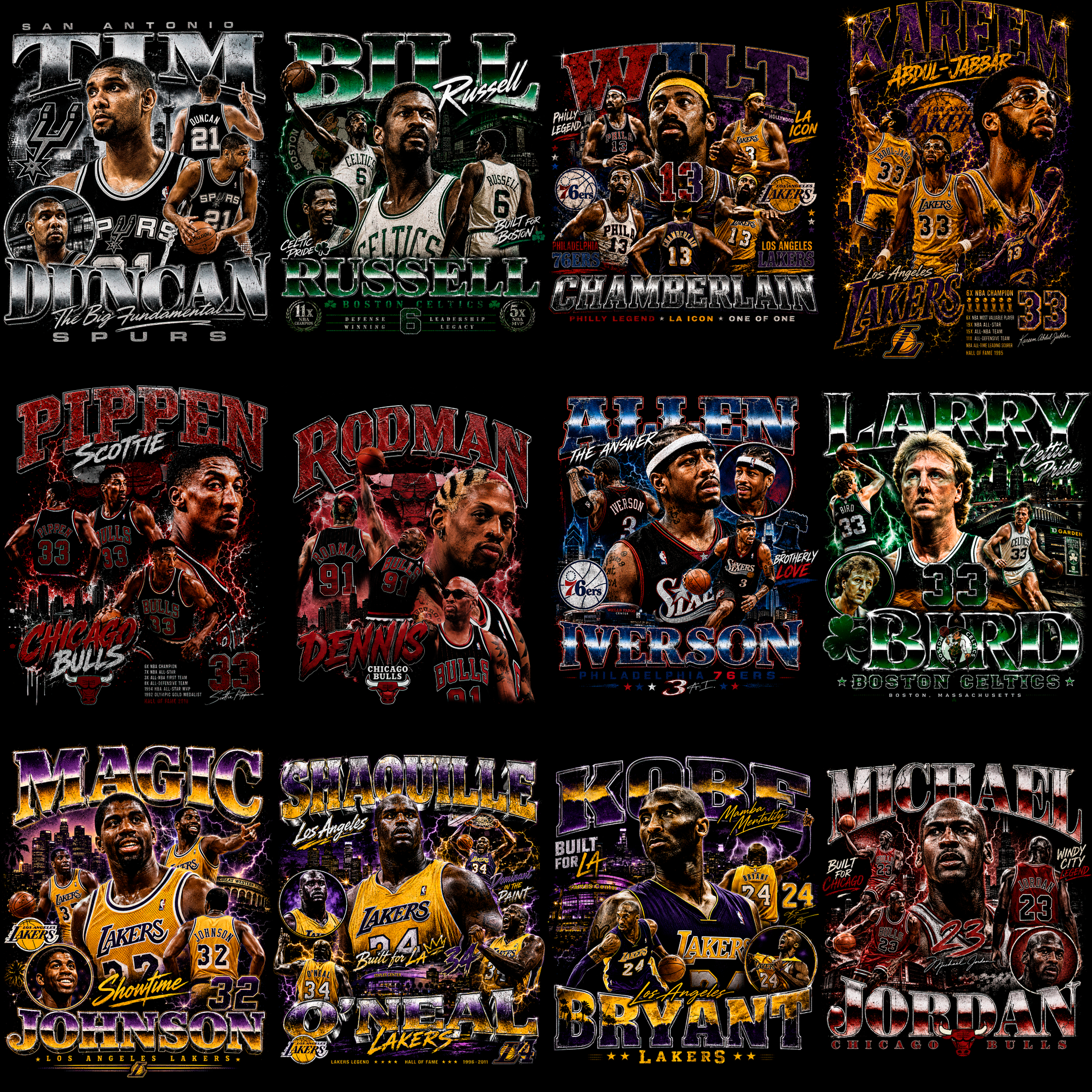 Court Icons Halftone Pro – 77 Basketball Stars & Legends Designs