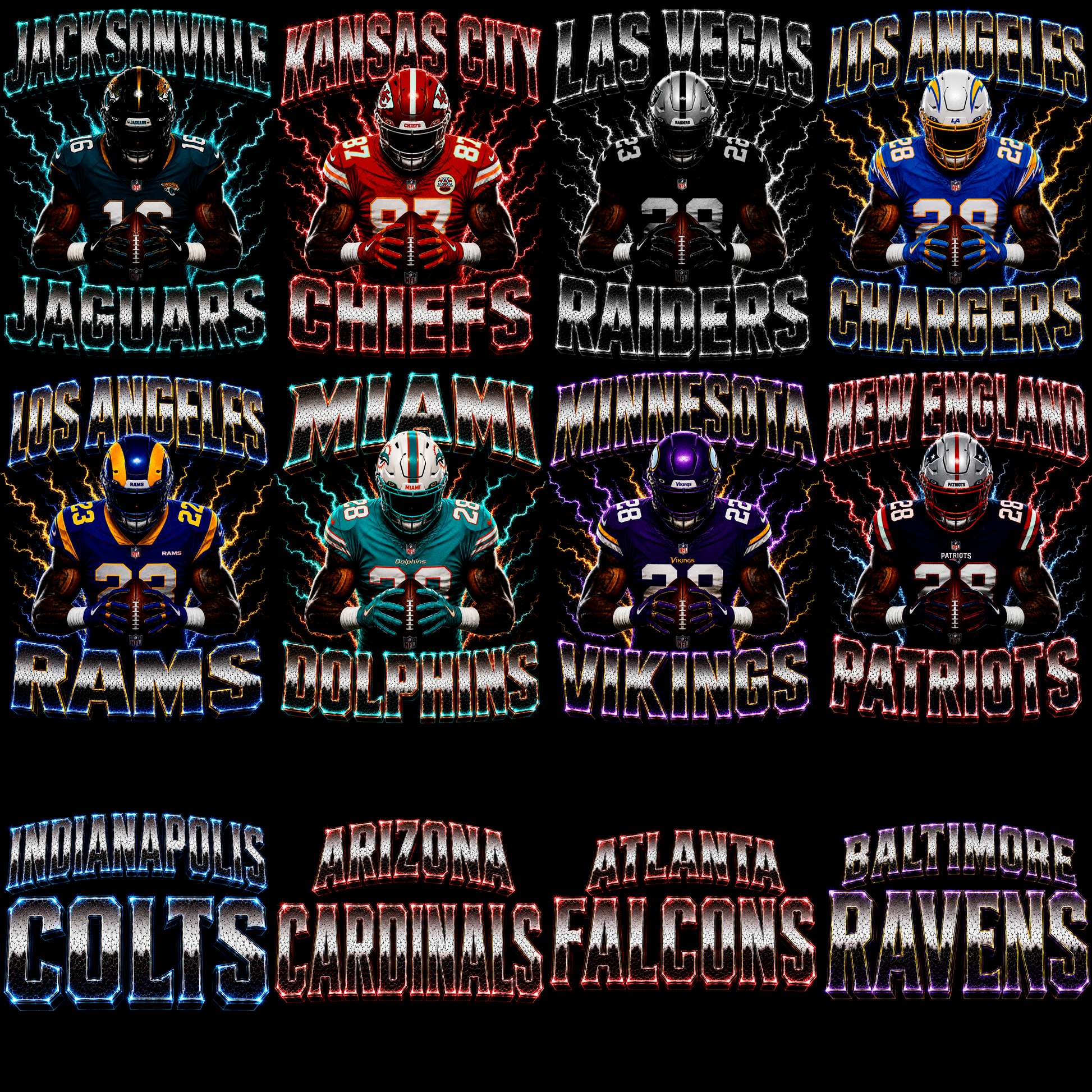 NFL PRO – 64 Halftone Football Designs for Dark Shirts