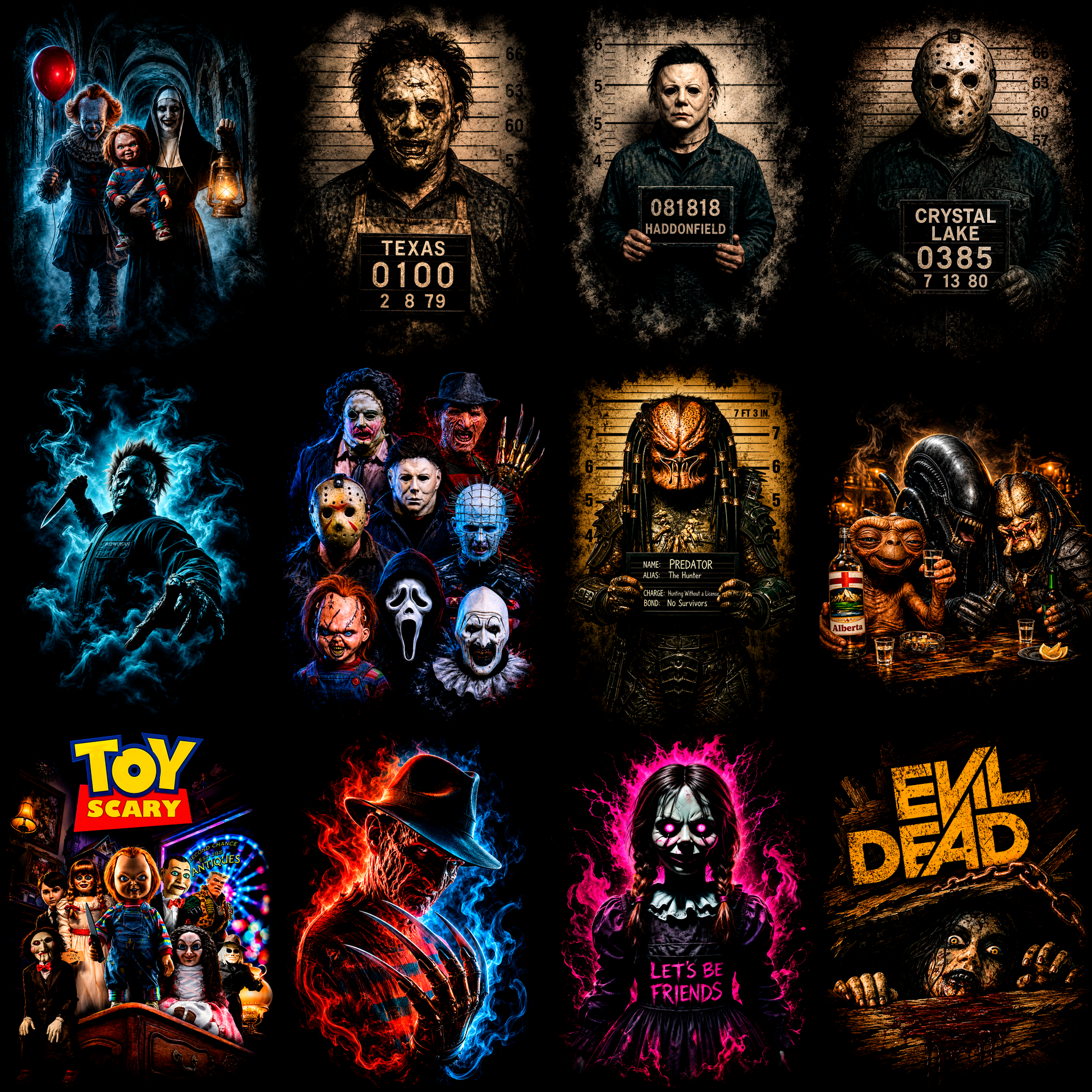 Horror Icon Pro – 89 Premium-Halbton-Designs für dunkle Kleidungsstücke + Mockups