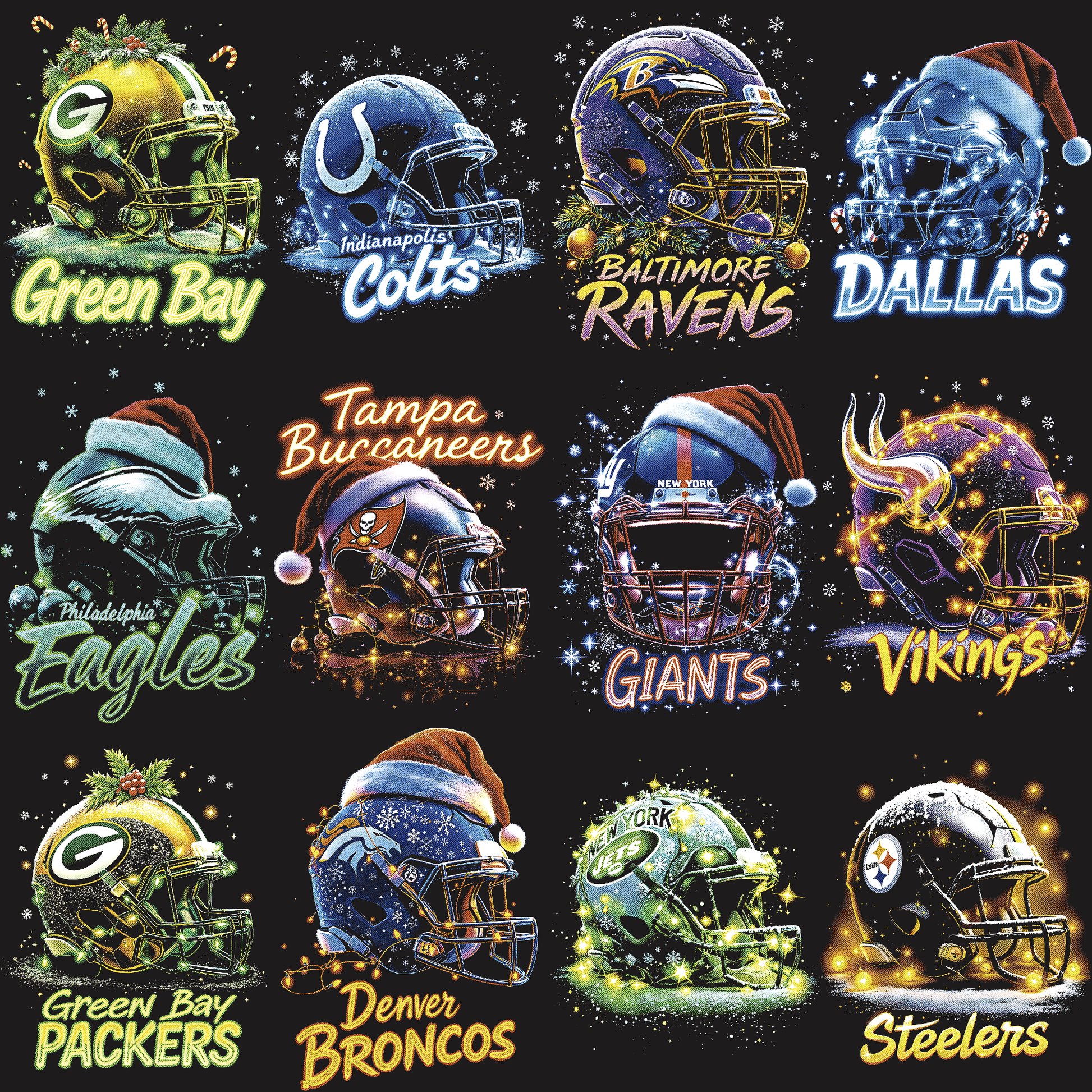 Serie di caschi natalizi NFL Halftone