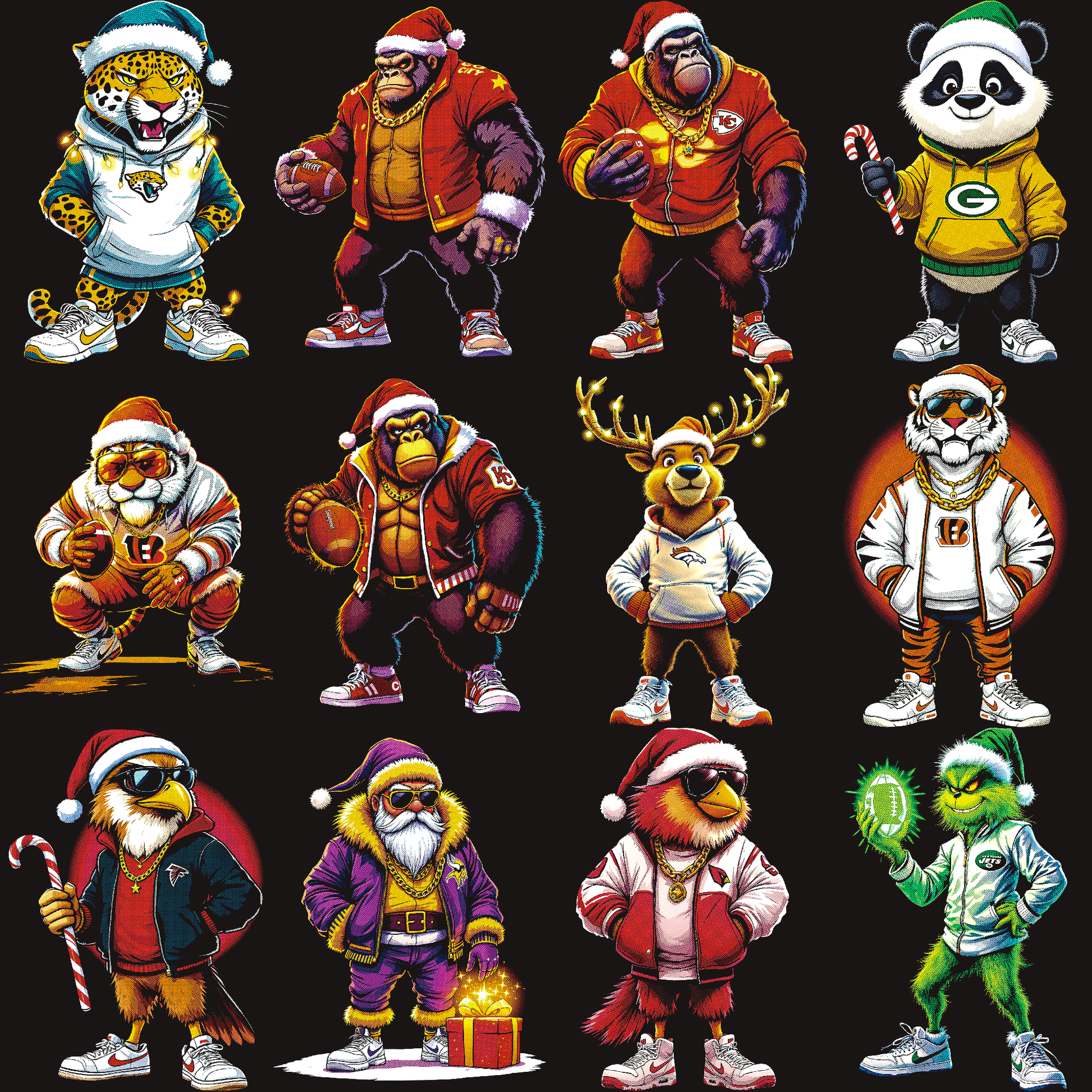 NFL Halftone Christmas Mascot Series