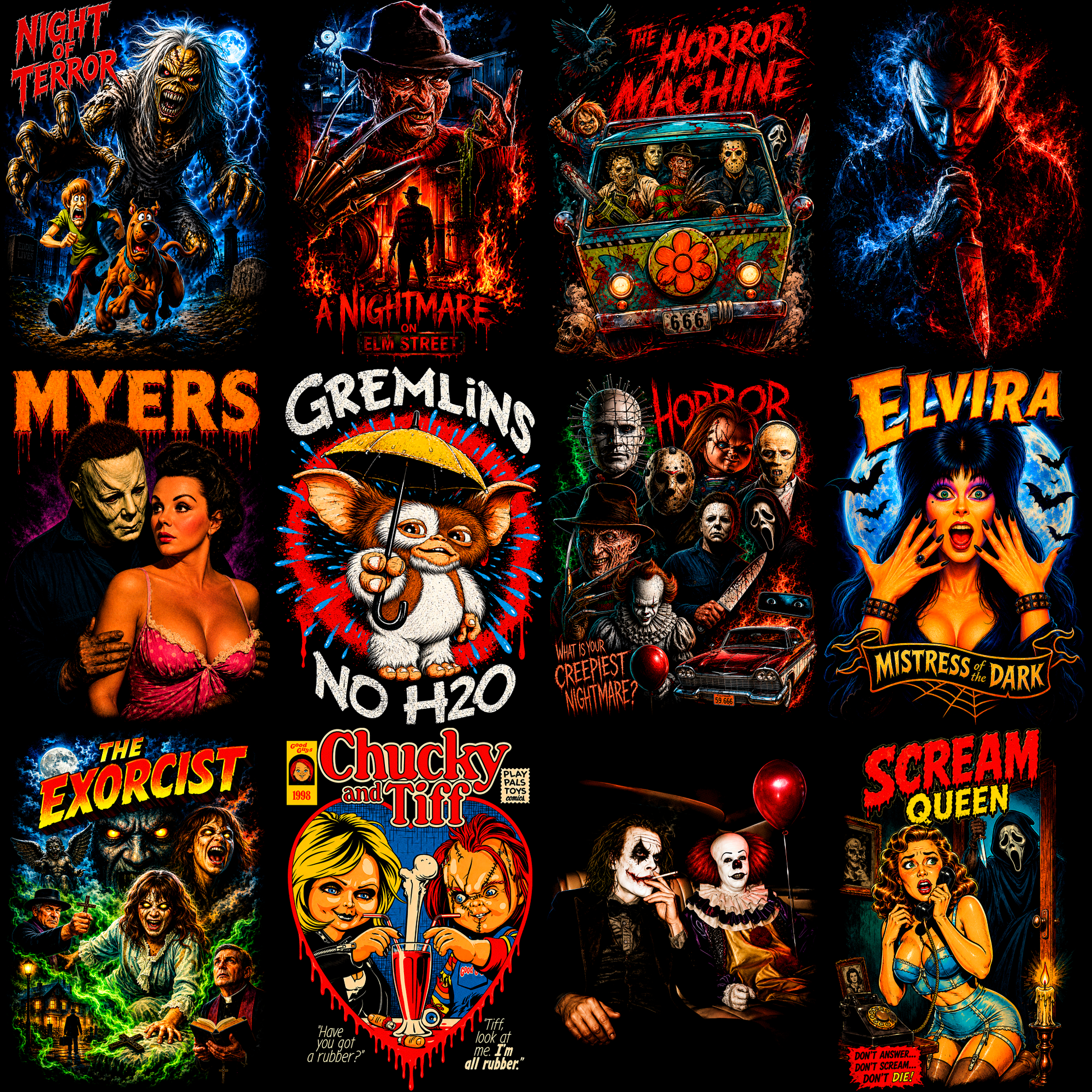 Horror Icon Pro – 89 Premium-Halbton-Designs für dunkle Kleidungsstücke + Mockups