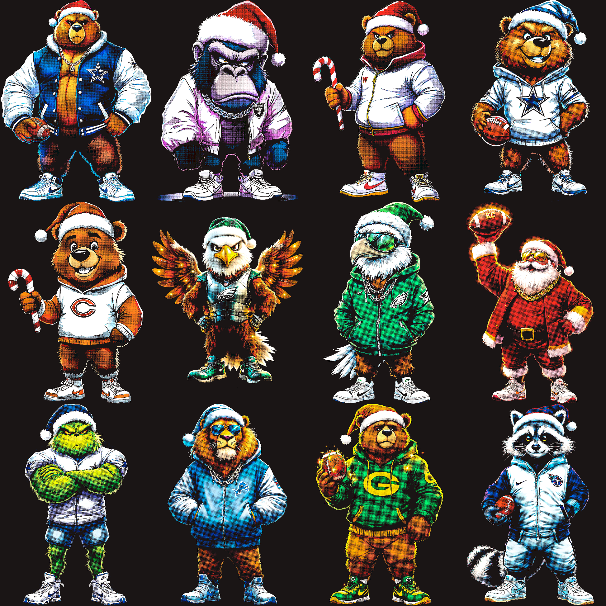 NFL Halftone Christmas Mascot Series