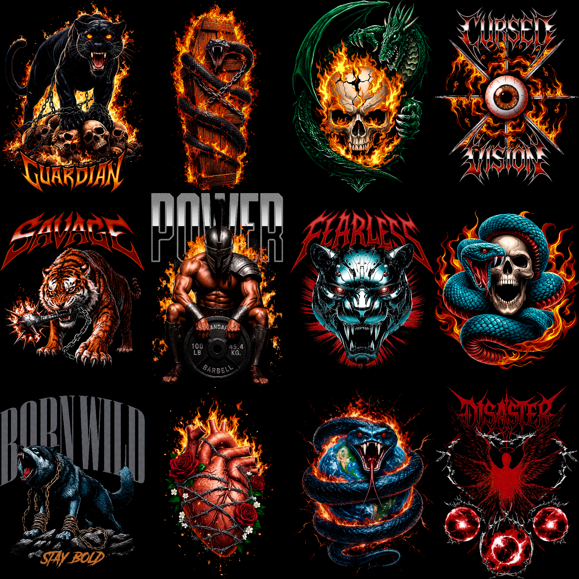 Paquete de diseños de ropa urbana oscura | Más de 180 diseños de camisetas de heavy metal y moteros