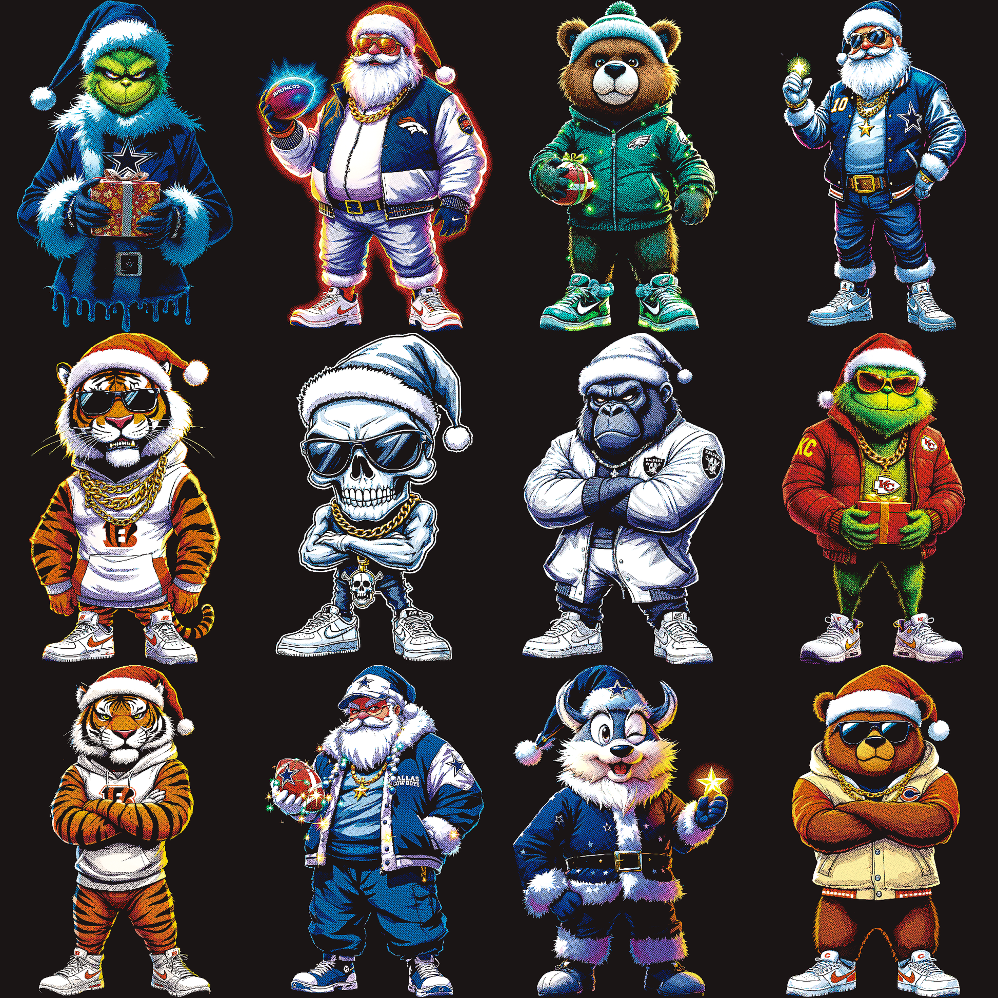 NFL Halftone Christmas Mascot Series