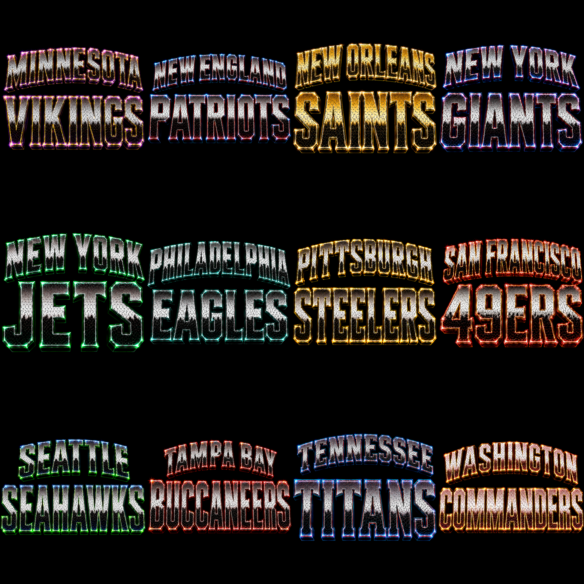 NFL PRO – 96 Halbton-Football-Designs für dunkle Shirts