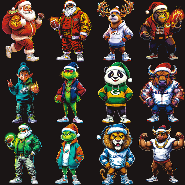 NFL Halftone Christmas Mascot Series