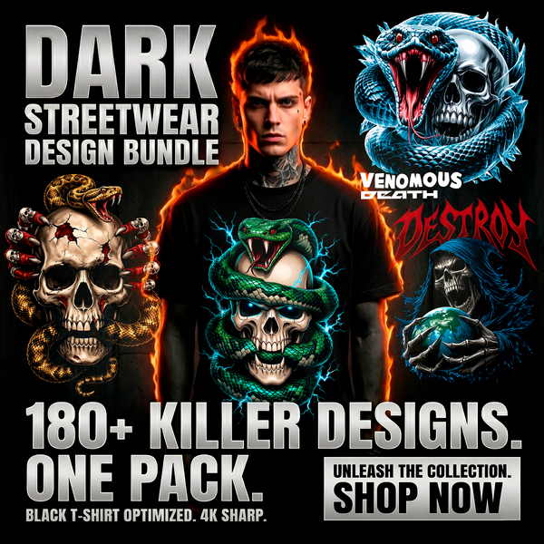 Dark Streetwear Design Bundle | Über 180 Heavy Metal & Biker T-Shirt Designs