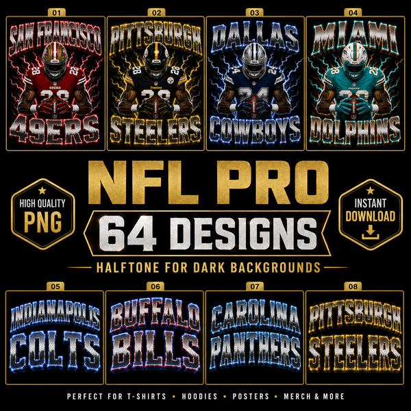 NFL PRO – 64 Halftone Football Designs for Dark Shirts
